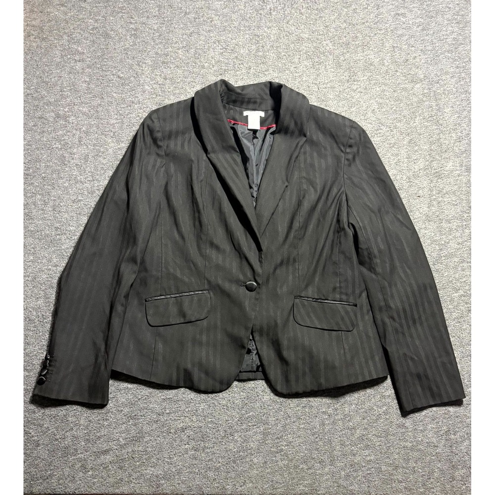 Worthington Blazer Jacket Womens 16 Black Stretch Lined Shawl Lapel Business